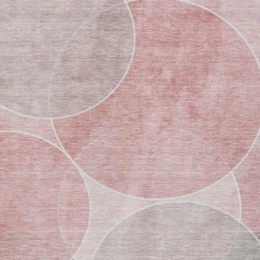 Pink And Pewter Geometric Washable Indoor Outdoor Area Rug Photo 3