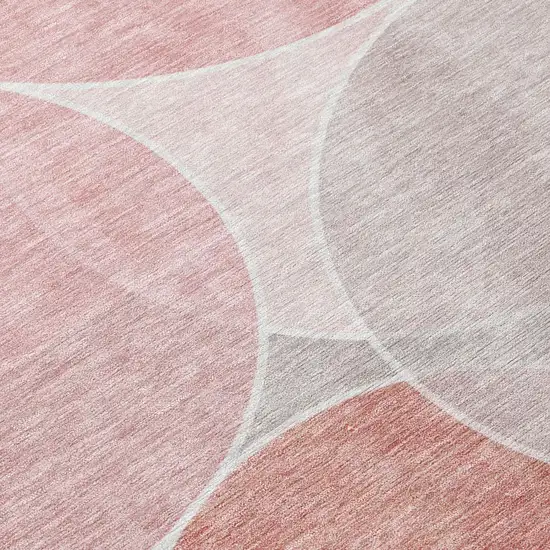 Pink And Pewter Geometric Washable Indoor Outdoor Area Rug Photo 6