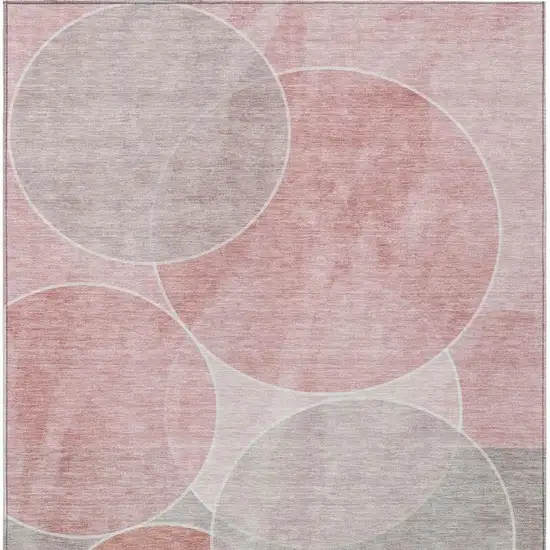 Pink And Pewter Geometric Washable Indoor Outdoor Area Rug Photo 4