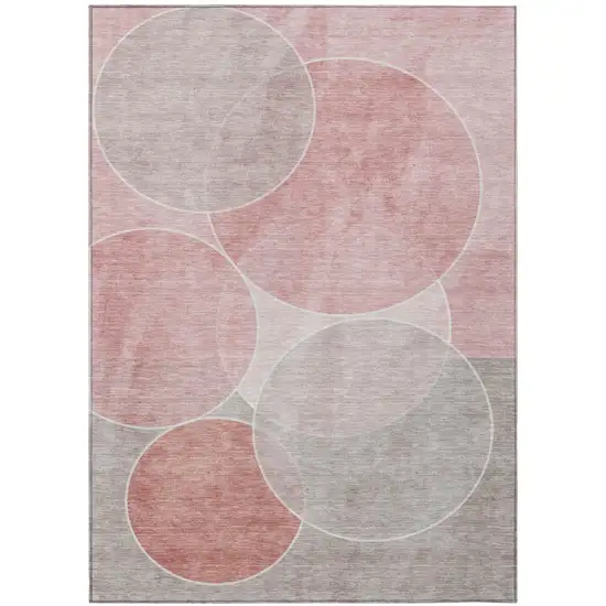 Pink And Pewter Geometric Washable Indoor Outdoor Area Rug Photo 2