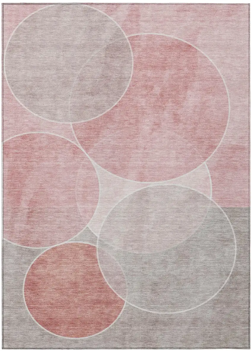 Pink And Pewter Geometric Washable Indoor Outdoor Area Rug Photo 2