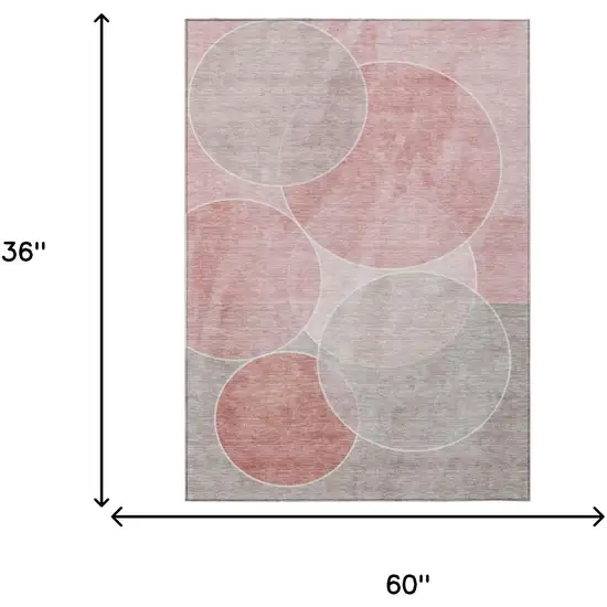 Pink And Pewter Geometric Washable Indoor Outdoor Area Rug Photo 7