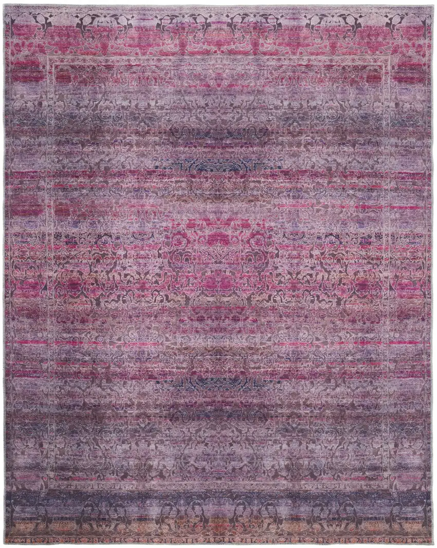 Pink And Purple Floral Power Loom Area Rug Photo 1