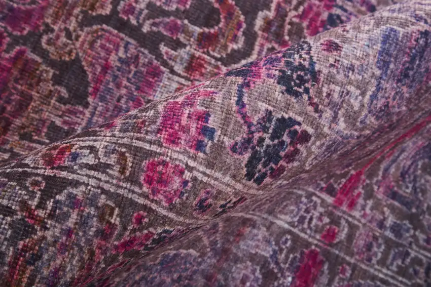 Pink And Purple Floral Power Loom Area Rug Photo 8