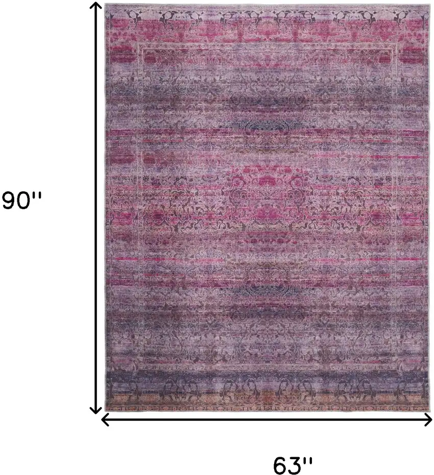 Pink And Purple Floral Power Loom Area Rug Photo 10