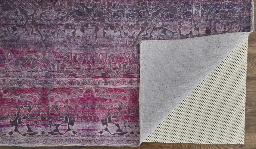 Pink And Purple Floral Power Loom Area Rug Photo 4
