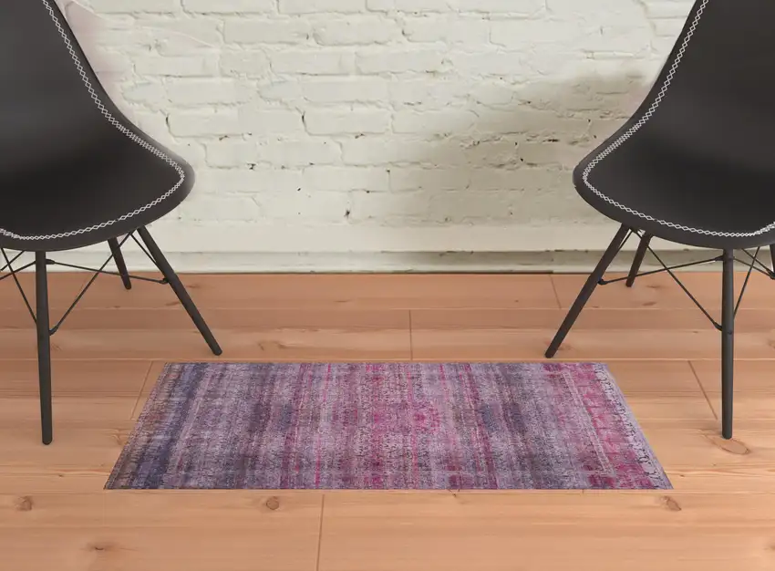 Pink And Purple Floral Power Loom Area Rug Photo 2