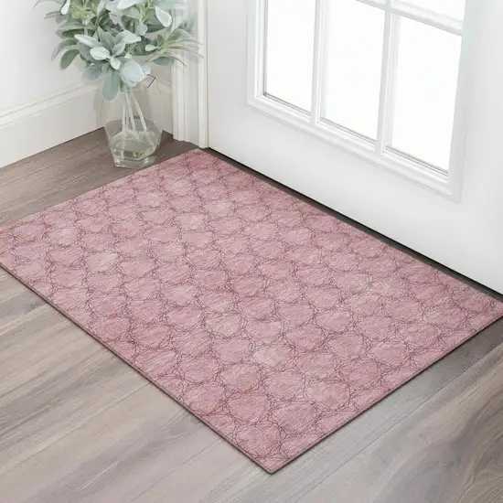 Pink And Purple Geometric Washable Area Rug With UV Protection Photo 2