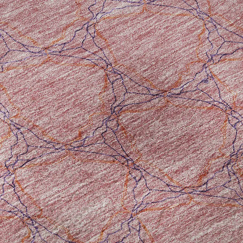 Pink And Purple Geometric Washable Area Rug With UV Protection Photo 9