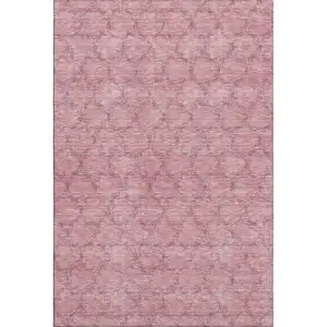 Photo of Pink And Purple Geometric Washable Area Rug With UV Protection