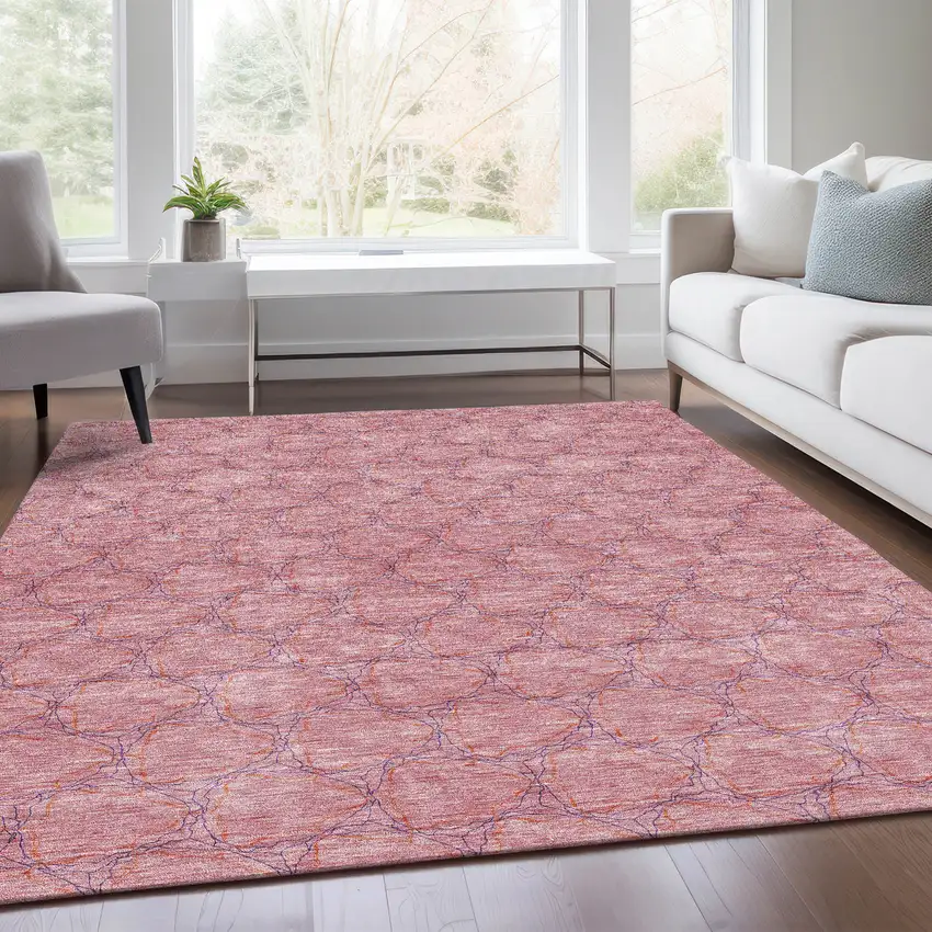 Pink And Purple Geometric Washable Area Rug With UV Protection Photo 5