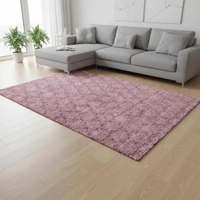 Pink And Purple Geometric Washable Area Rug With UV Protection Photo 2