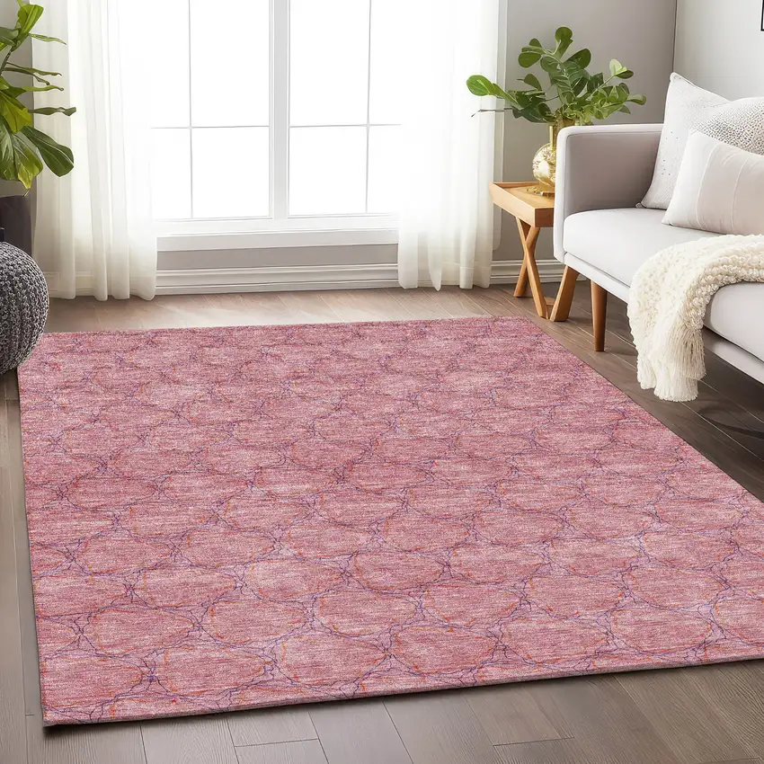 Pink And Purple Geometric Washable Area Rug With UV Protection Photo 4