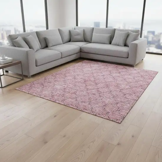 Pink And Purple Geometric Washable Area Rug With UV Protection Photo 2