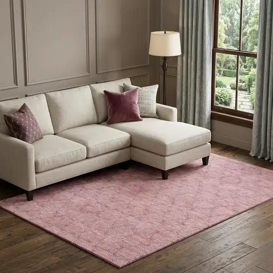 Pink And Purple Geometric Washable Area Rug With UV Protection Photo 1