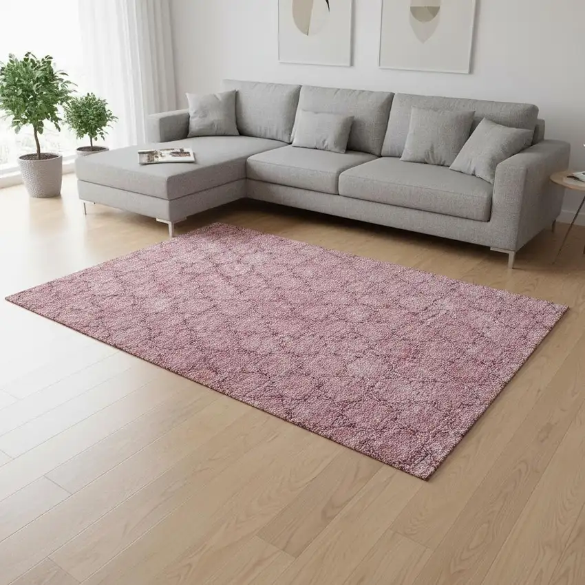 Pink And Purple Geometric Washable Area Rug With UV Protection Photo 2