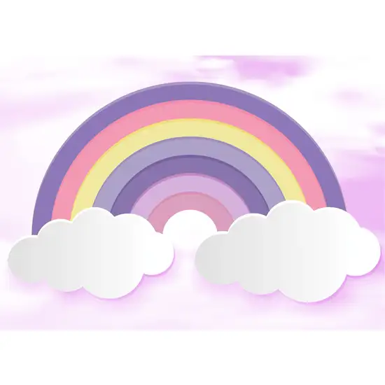 Pink And Purple Rainbows Youthful Washable Area Rug Photo 2