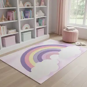 Photo of Pink And Purple Rainbows Youthful Washable Area Rug