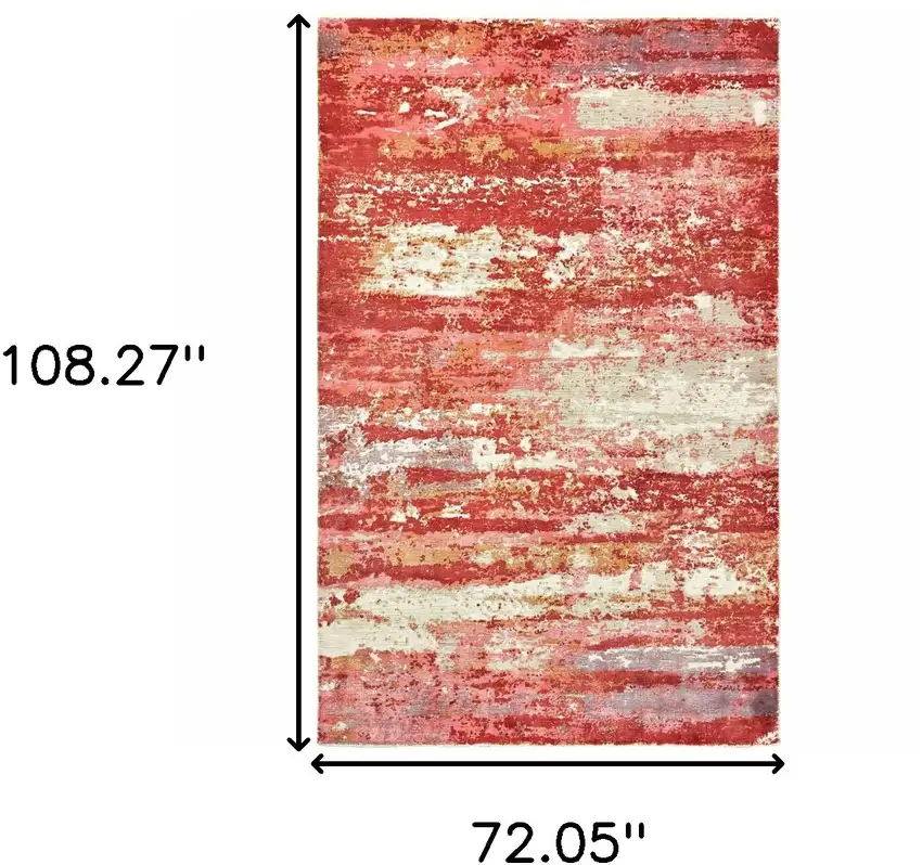 Pink And Red Abstract Hand Loomed Stain Resistant Area Rug Photo 7