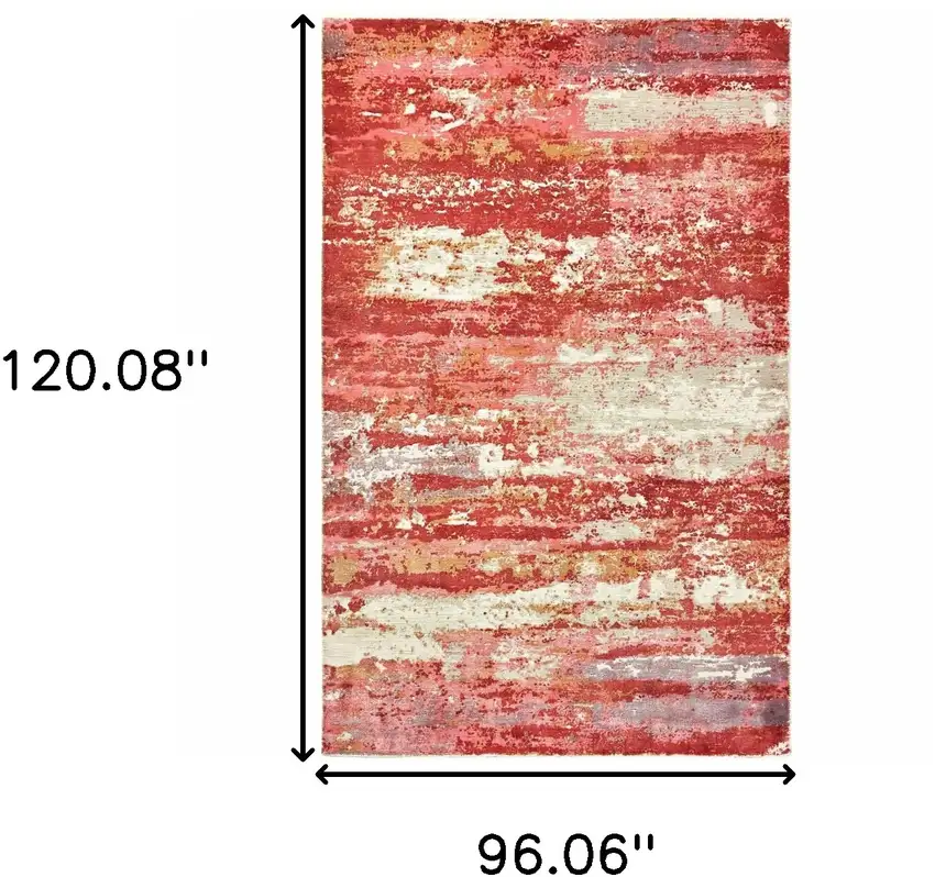 Pink And Red Abstract Hand Loomed Stain Resistant Area Rug Photo 7