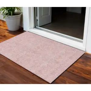 Photo of Pink And Red Floral Washable Indoor Outdoor Area Rug