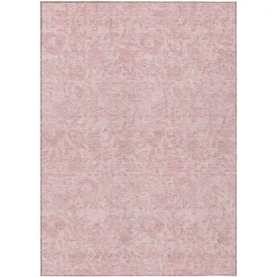 Pink And Red Floral Washable Indoor Outdoor Area Rug Photo 2