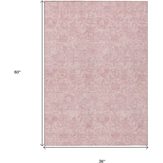 Pink And Red Floral Washable Indoor Outdoor Area Rug Photo 7