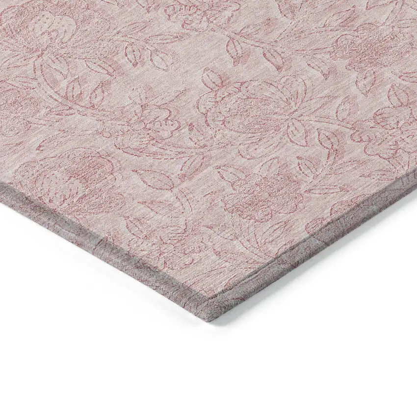 Pink And Red Floral Washable Indoor Outdoor Area Rug Photo 4