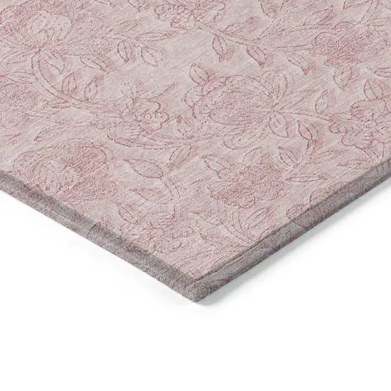 Pink And Red Floral Washable Indoor Outdoor Area Rug Photo 4