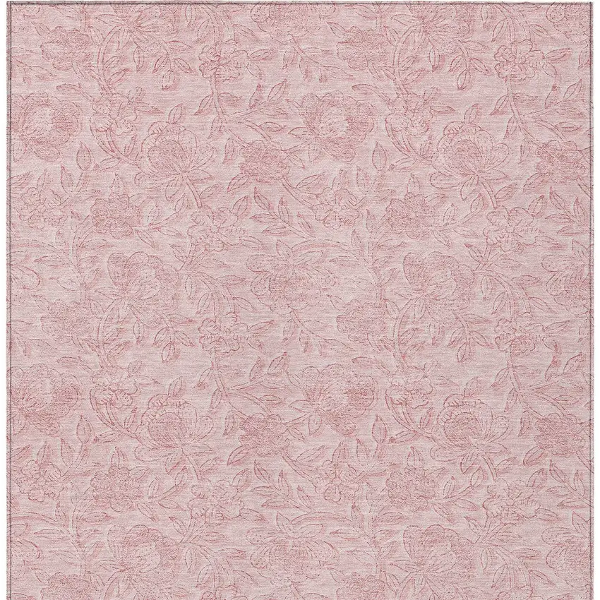 Pink And Red Floral Washable Indoor Outdoor Area Rug Photo 6