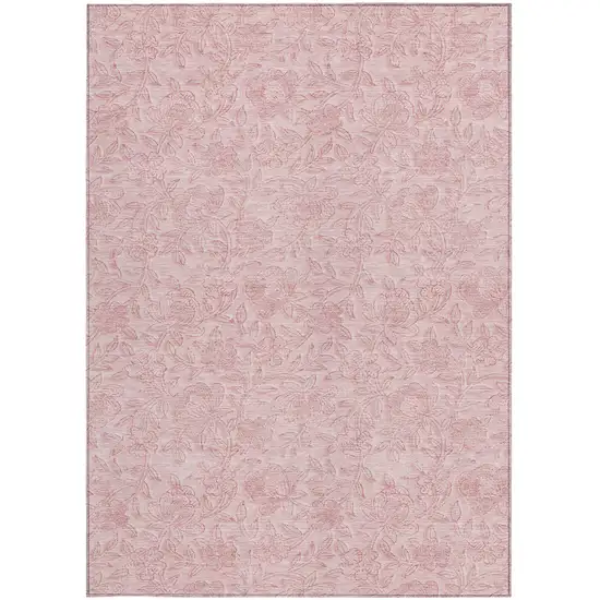 Pink And Red Floral Washable Indoor Outdoor Area Rug Photo 7