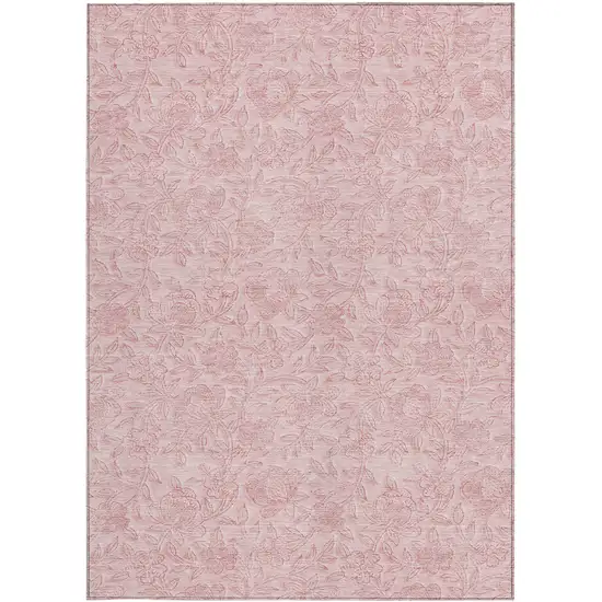 Pink And Red Floral Washable Indoor Outdoor Area Rug Photo 7