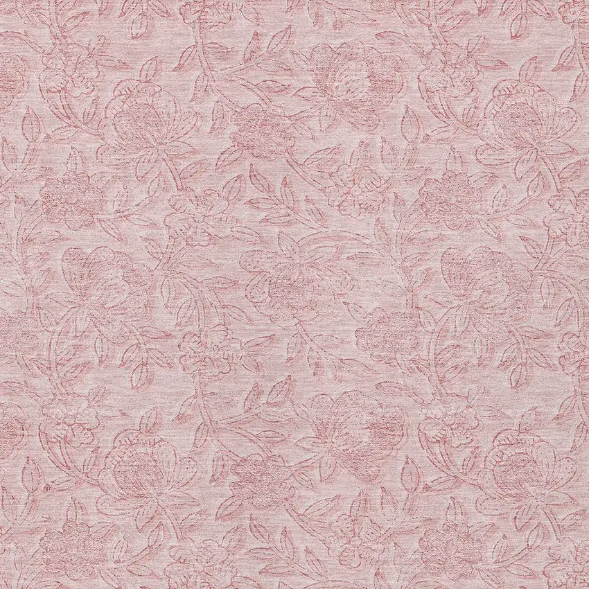 Pink And Red Floral Washable Indoor Outdoor Area Rug Photo 6