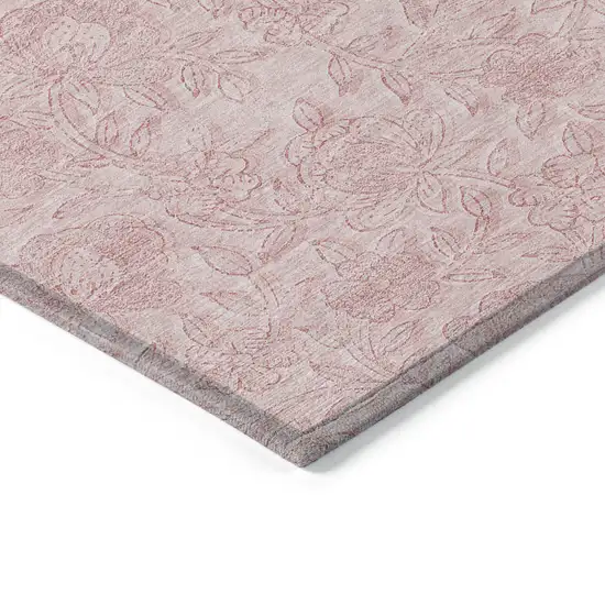 Pink And Red Floral Washable Indoor Outdoor Area Rug Photo 5