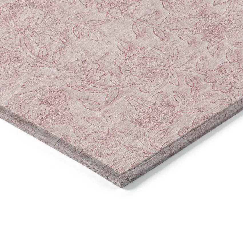 Pink And Red Floral Washable Indoor Outdoor Area Rug Photo 5