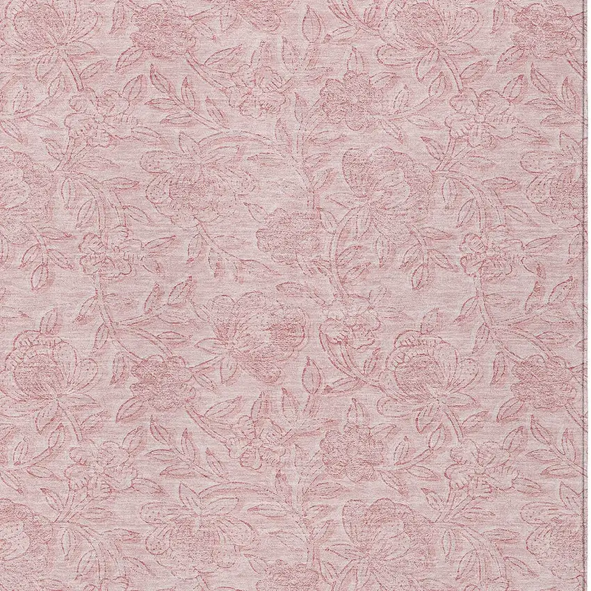 Pink And Red Floral Washable Indoor Outdoor Area Rug Photo 6