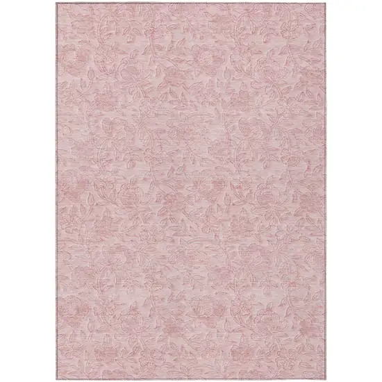 Pink And Red Floral Washable Indoor Outdoor Area Rug Photo 2