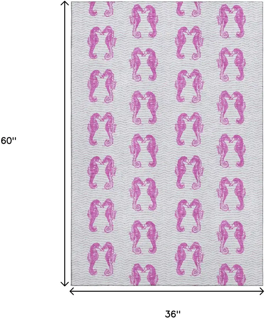 Pink And Silver Geometric Washable Area Rug With UV Protection Photo 3