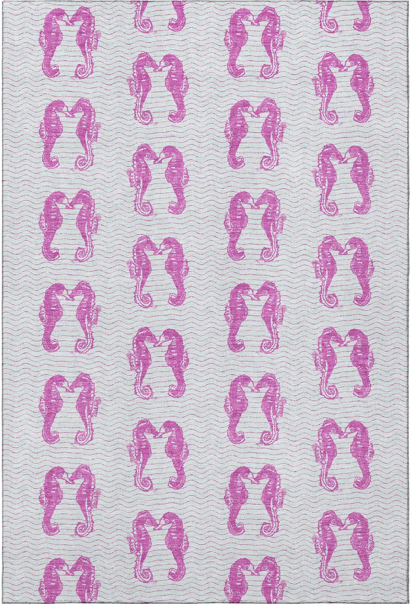 Pink And Silver Geometric Washable Area Rug With UV Protection Photo 4