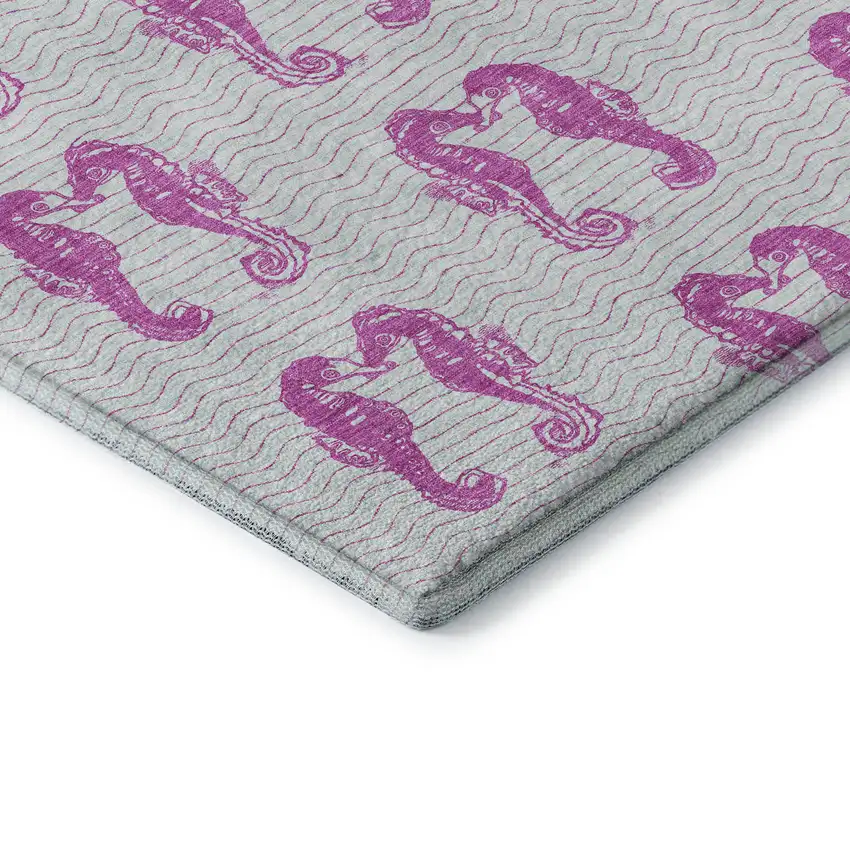 Pink And Silver Geometric Washable Area Rug With UV Protection Photo 8