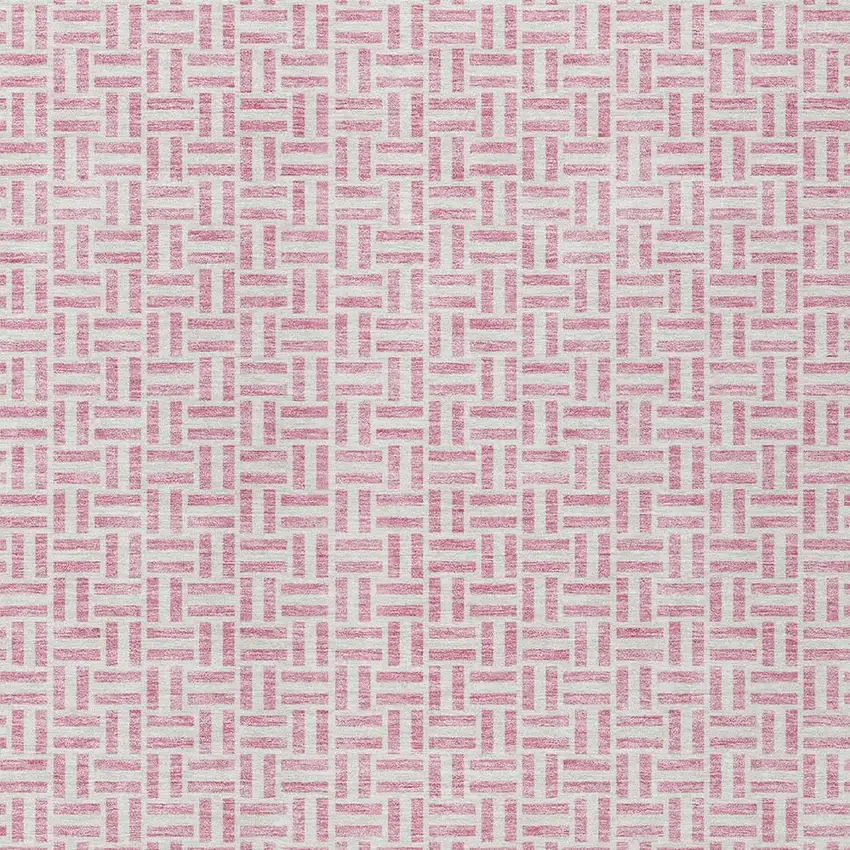 Pink And Silver Geometric Washable Indoor Outdoor Area Rug Photo 6