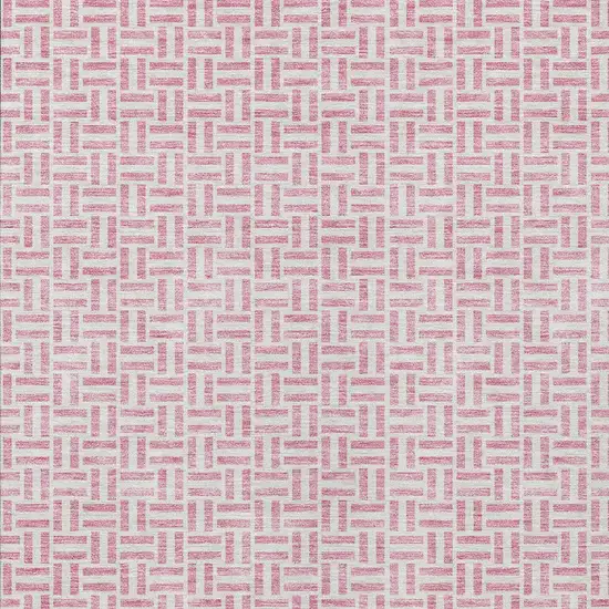 Pink And Silver Geometric Washable Indoor Outdoor Area Rug Photo 6