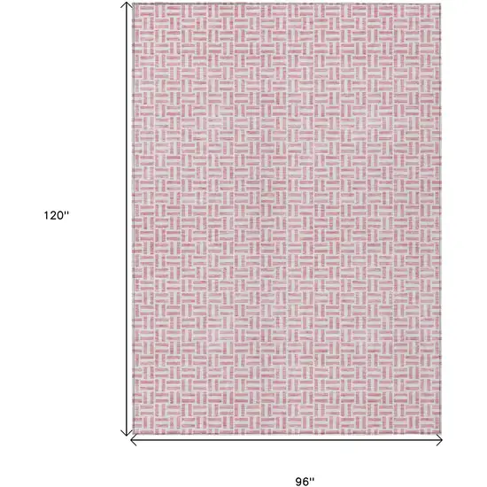 Pink And Silver Geometric Washable Indoor Outdoor Area Rug Photo 3