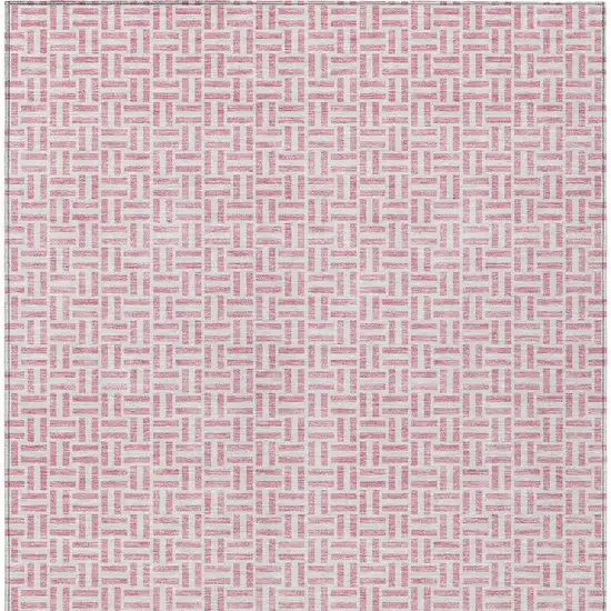 Pink And Silver Geometric Washable Indoor Outdoor Area Rug Photo 6