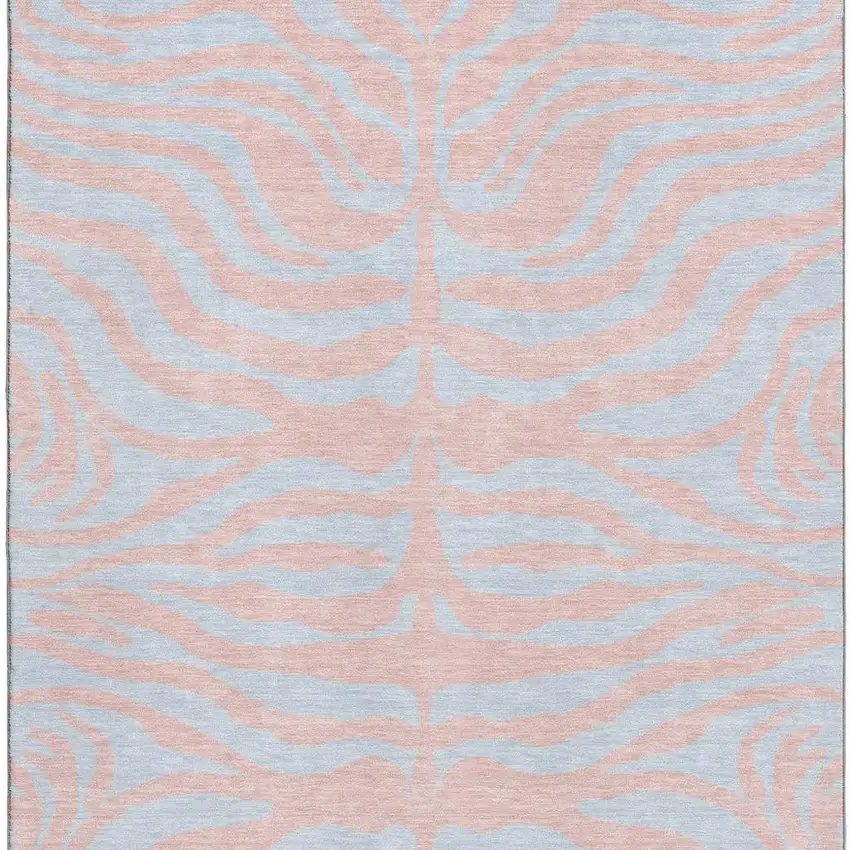 Pink And Sky Blue Animal Print Washable Area Rug With UV Protection Photo 2