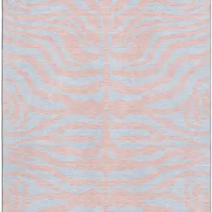 Photo of Pink And Sky Blue Animal Print Washable Area Rug With UV Protection