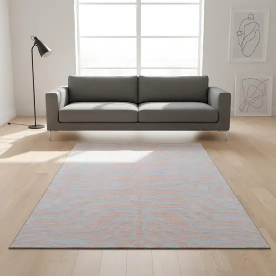 Pink And Sky Blue Animal Print Washable Area Rug With UV Protection Photo 2