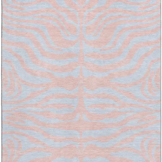 Pink And Sky Blue Animal Print Washable Area Rug With UV Protection Photo 3