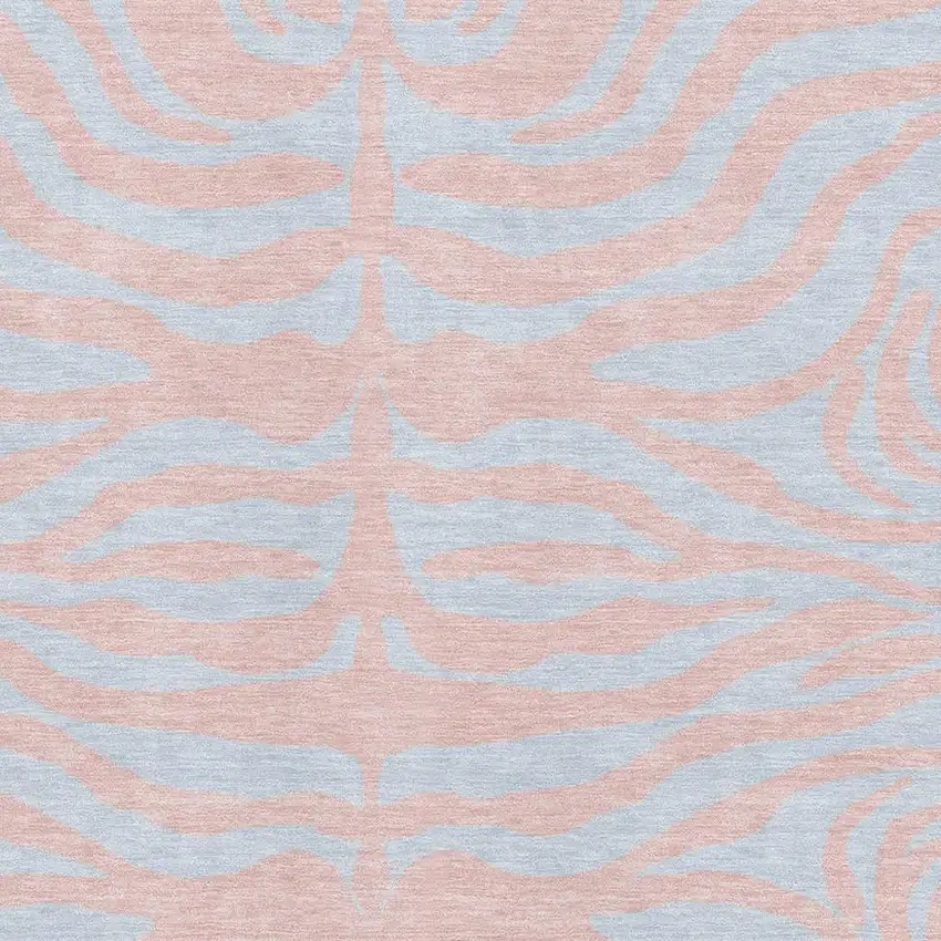 Pink And Sky Blue Animal Print Washable Area Rug With UV Protection Photo 2