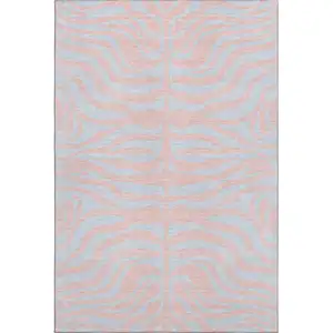 Photo of Pink And Sky Blue Animal Print Washable Area Rug With UV Protection
